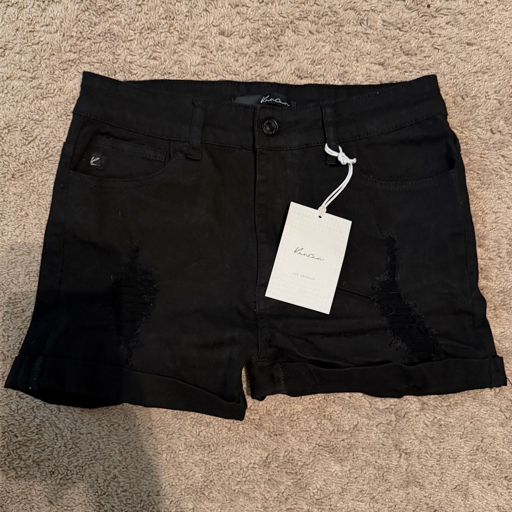 KanCan Women's Jet Black Jean Shorts